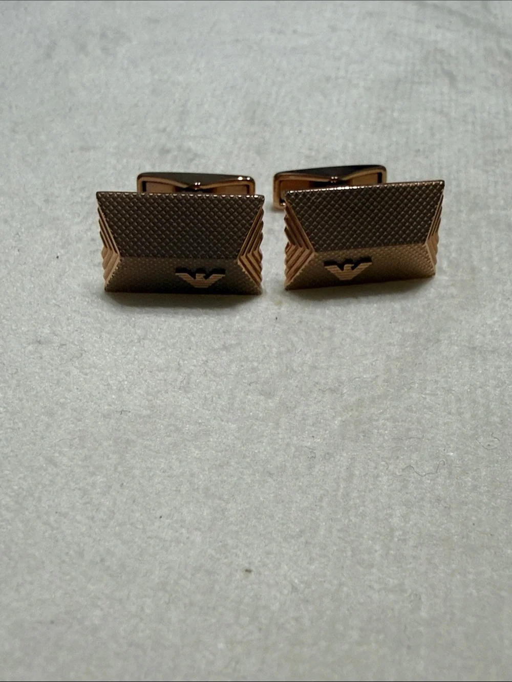 Emporio Armani Rose Gold Textured Rectangle Cufflinks